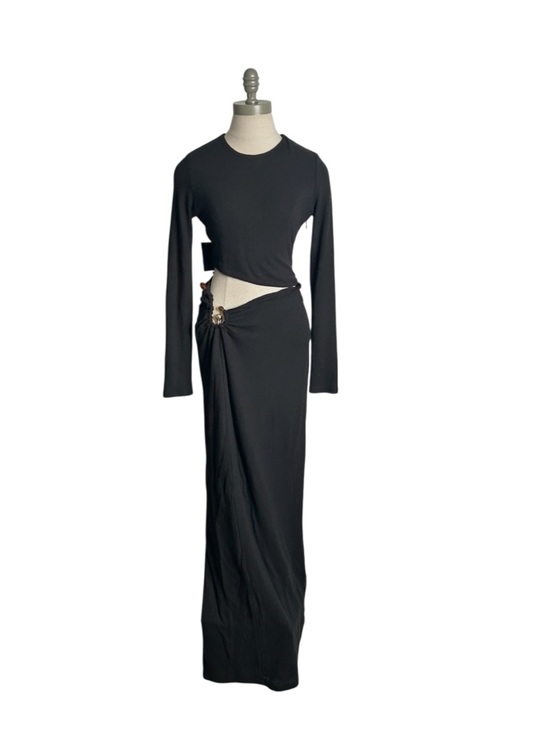 JLUXLABEL Summer Romance Cutout Side Long Sleeve Maxi Dress Black Size Large NEW - Picture 8 of 16